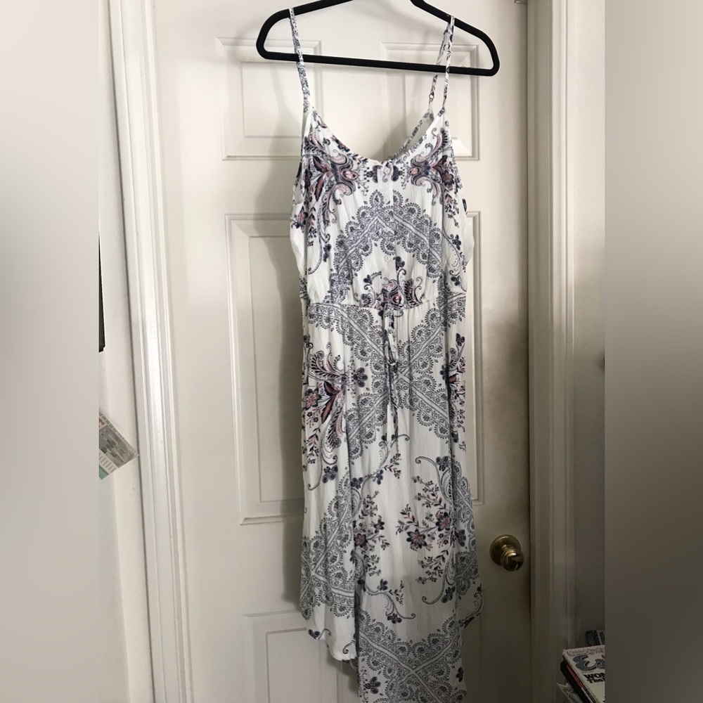 KNOX ROSE-Elegant Off White and Navy Paisley Dress size L